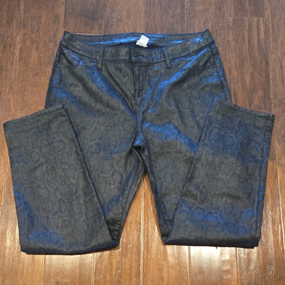 Chico's Black Snake Print Skinny Jesns Size 16 Tall